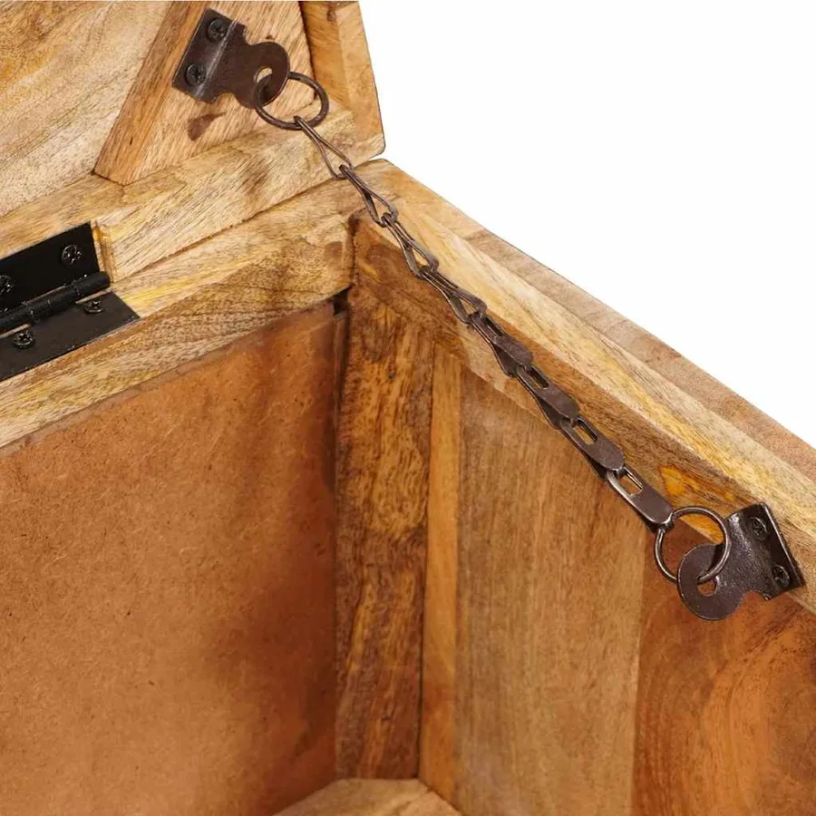 Boîte de rangement 70 x 35 x 40 cm bois de manguier massif - 10