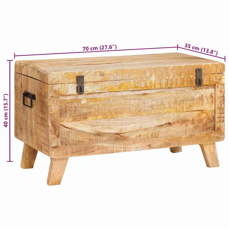 Boîte de rangement 70 x 35 x 40 cm bois de manguier massif - 13