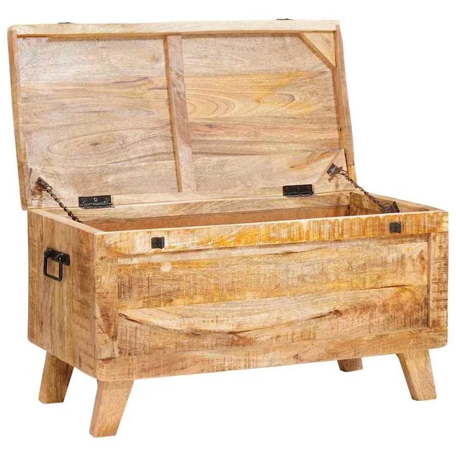 Boîte de rangement 70 x 35 x 40 cm bois de manguier massif - 4