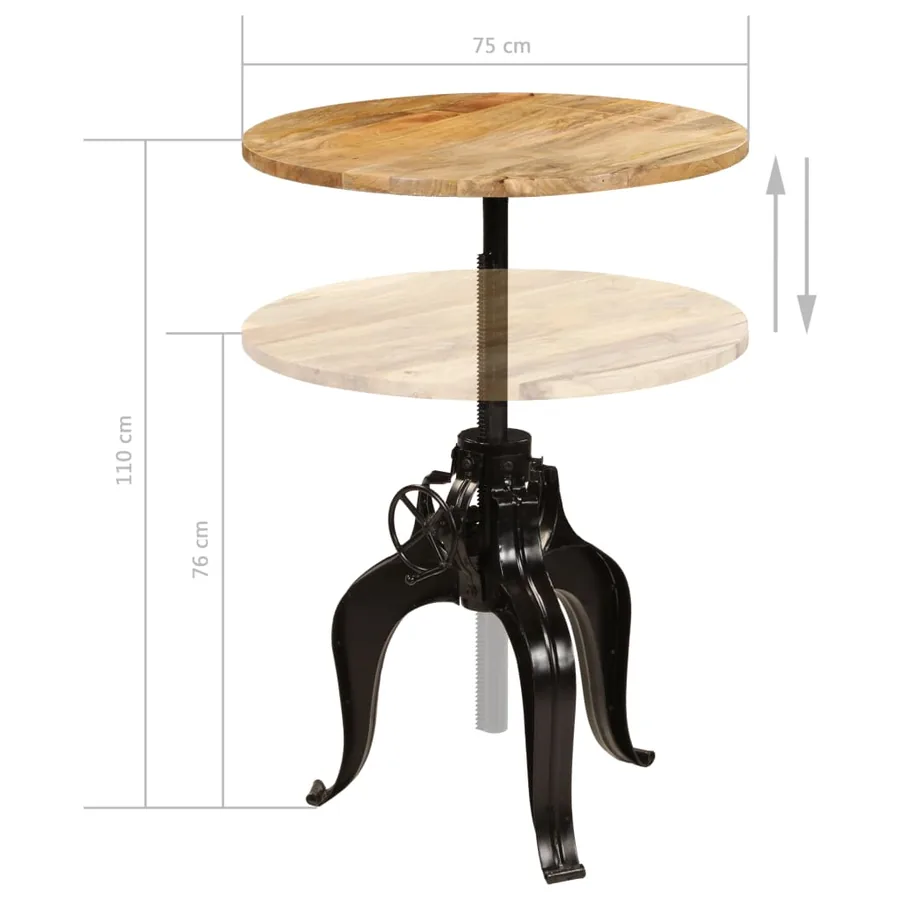 Table de bar Bois de manguier massif 75x(76-110) cm - 12