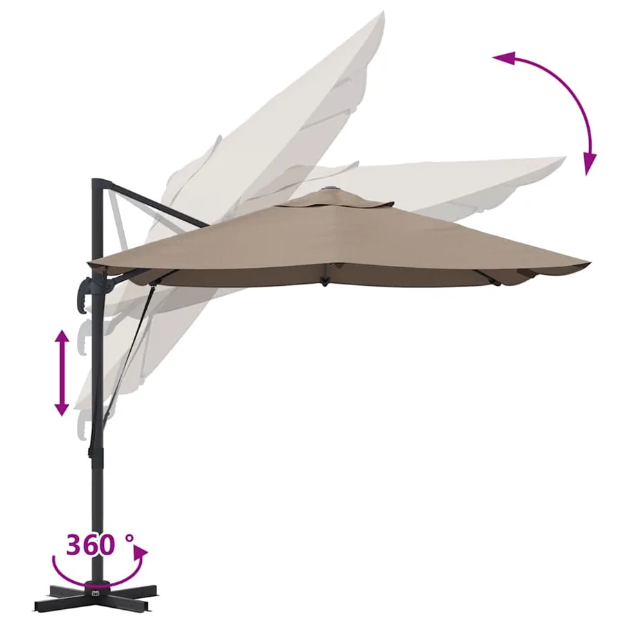 Parasol Taupe 351 x 250 x 260 cm Polyester et Aluminium - 11
