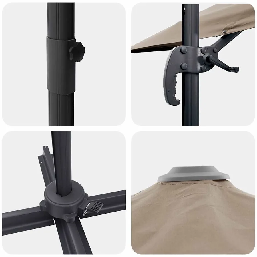 Parasol Taupe 351 x 250 x 260 cm Polyester et Aluminium - 9
