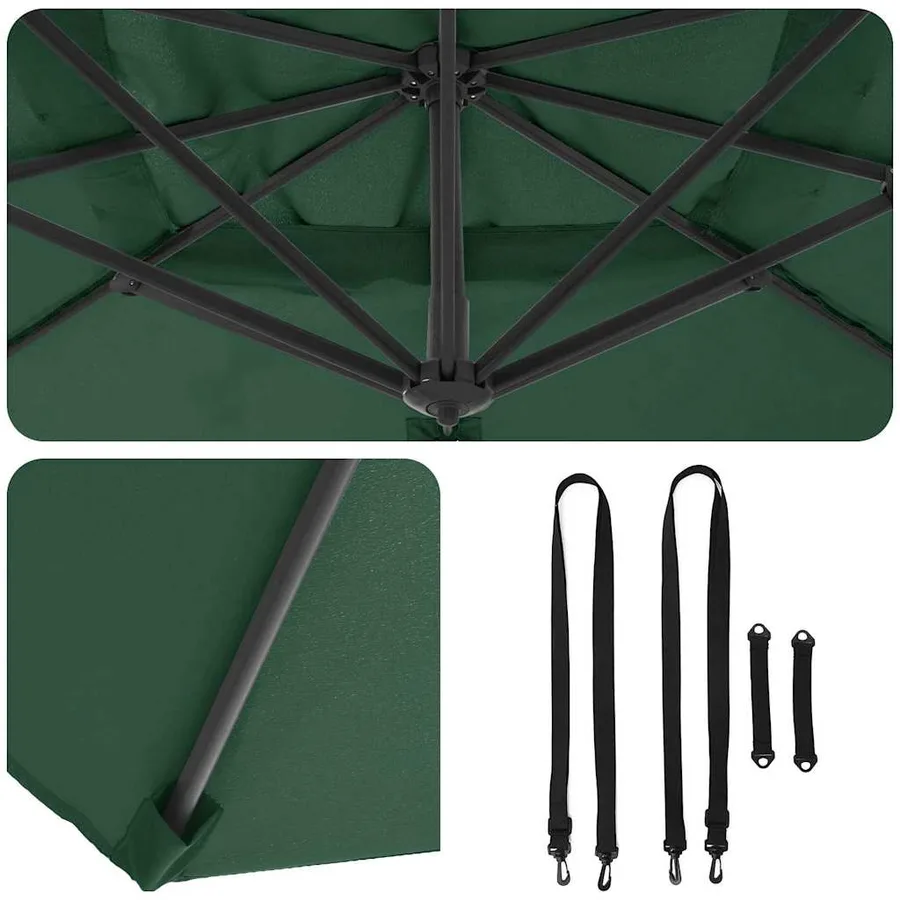Parasol Vert 351 x 250 x 260 cm Polyester et Aluminium - 8