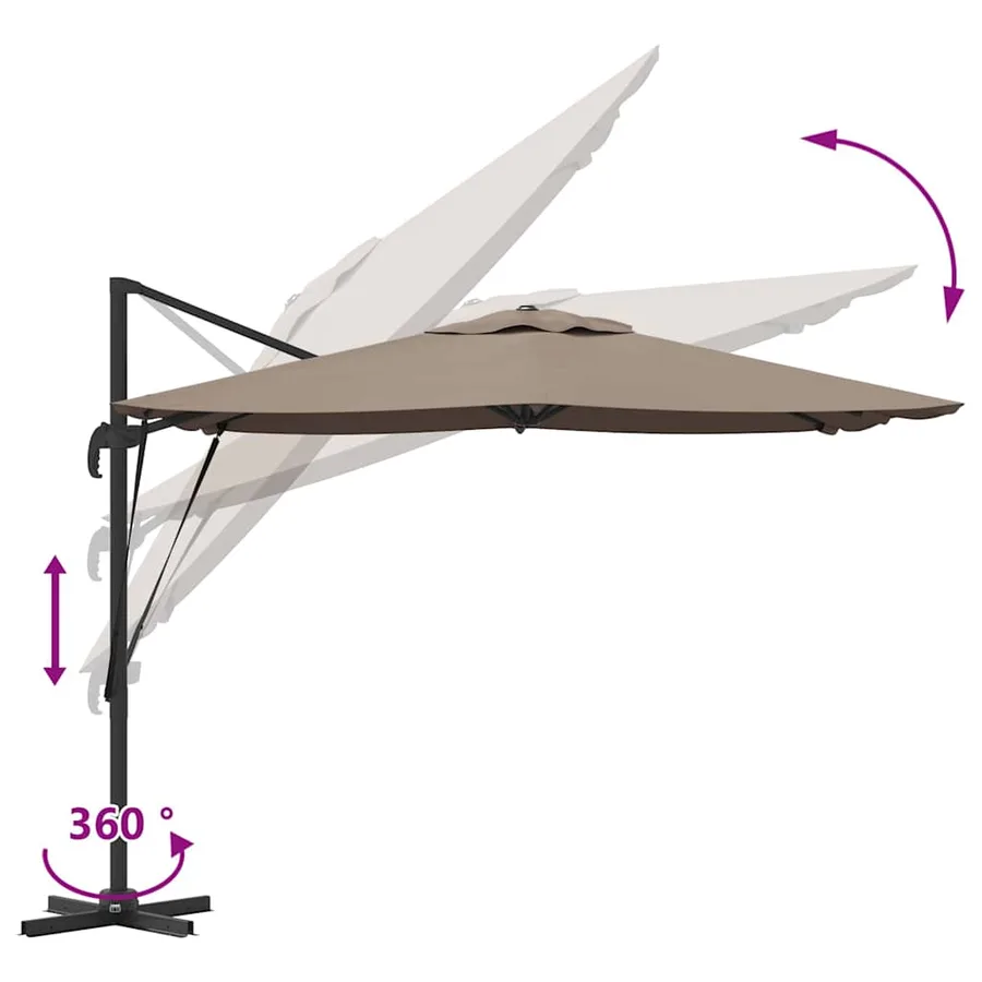 Parasol Roma Taupe 286 x 284 x 265 cm Aluminium et polyester - 11
