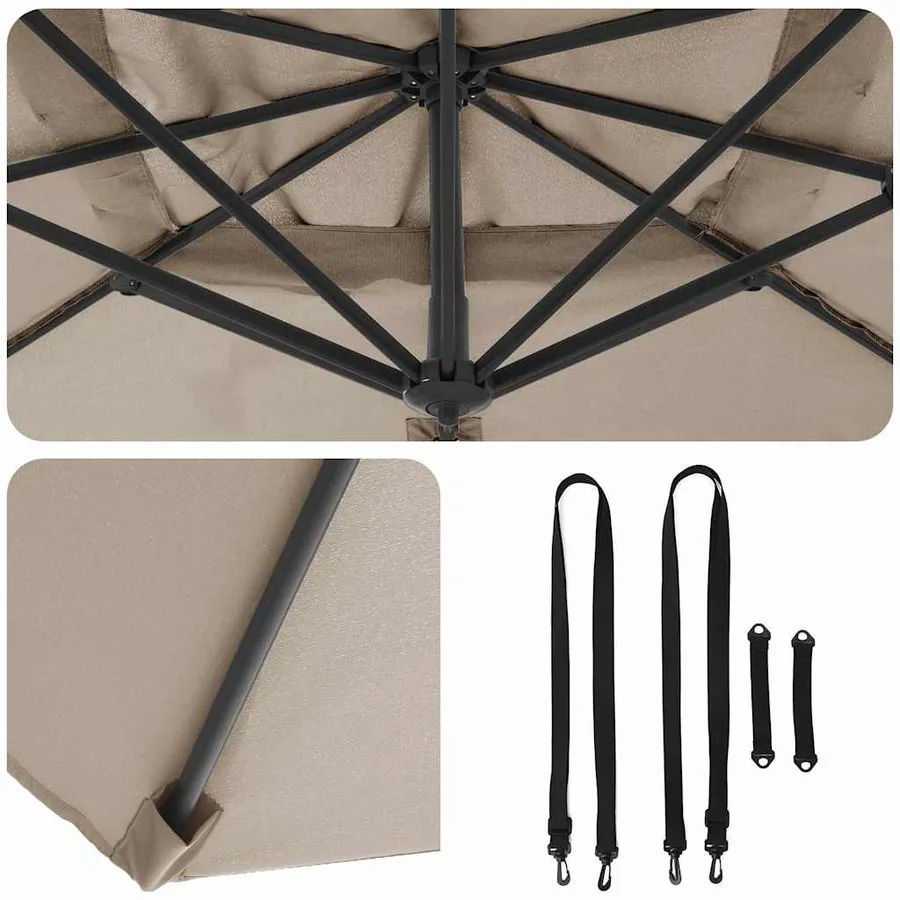 Parasol Roma Taupe 286 x 284 x 265 cm Aluminium et polyester - 8