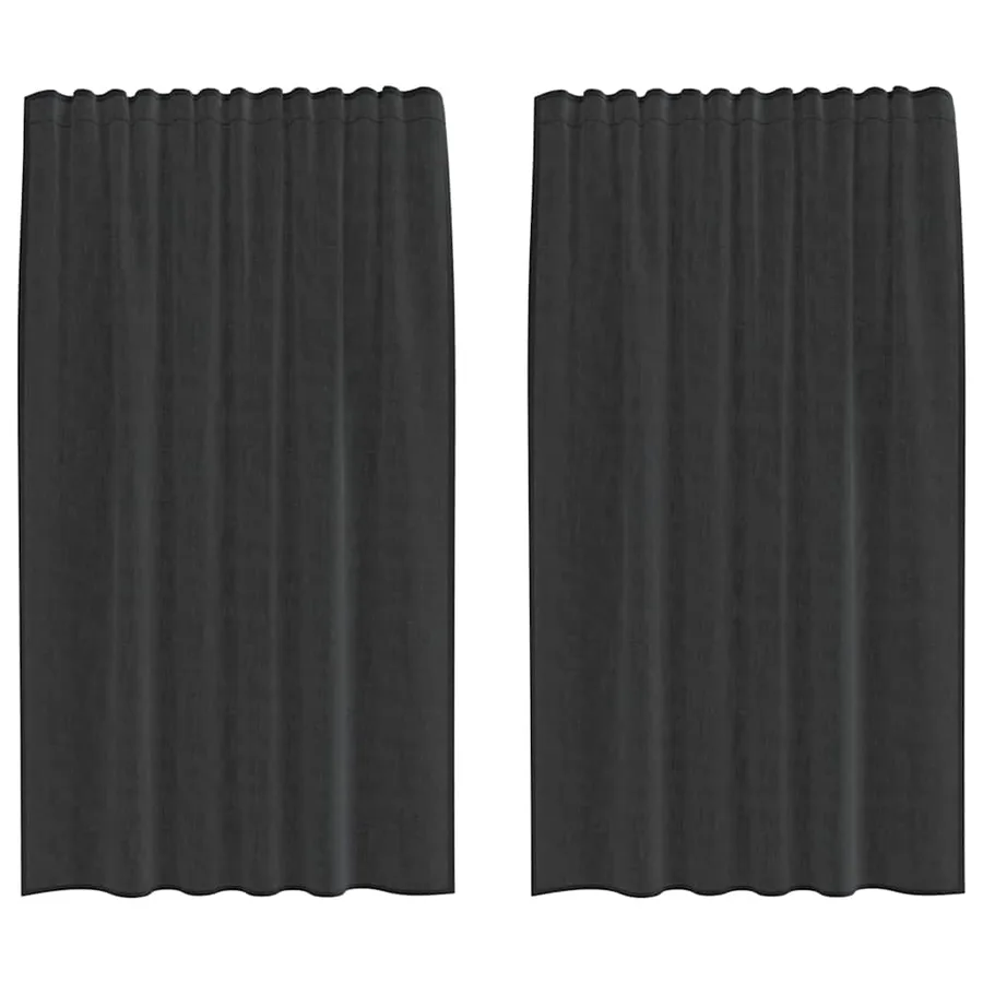 Rideaux en voile avec passe-tringles 2 pcs noir - 2