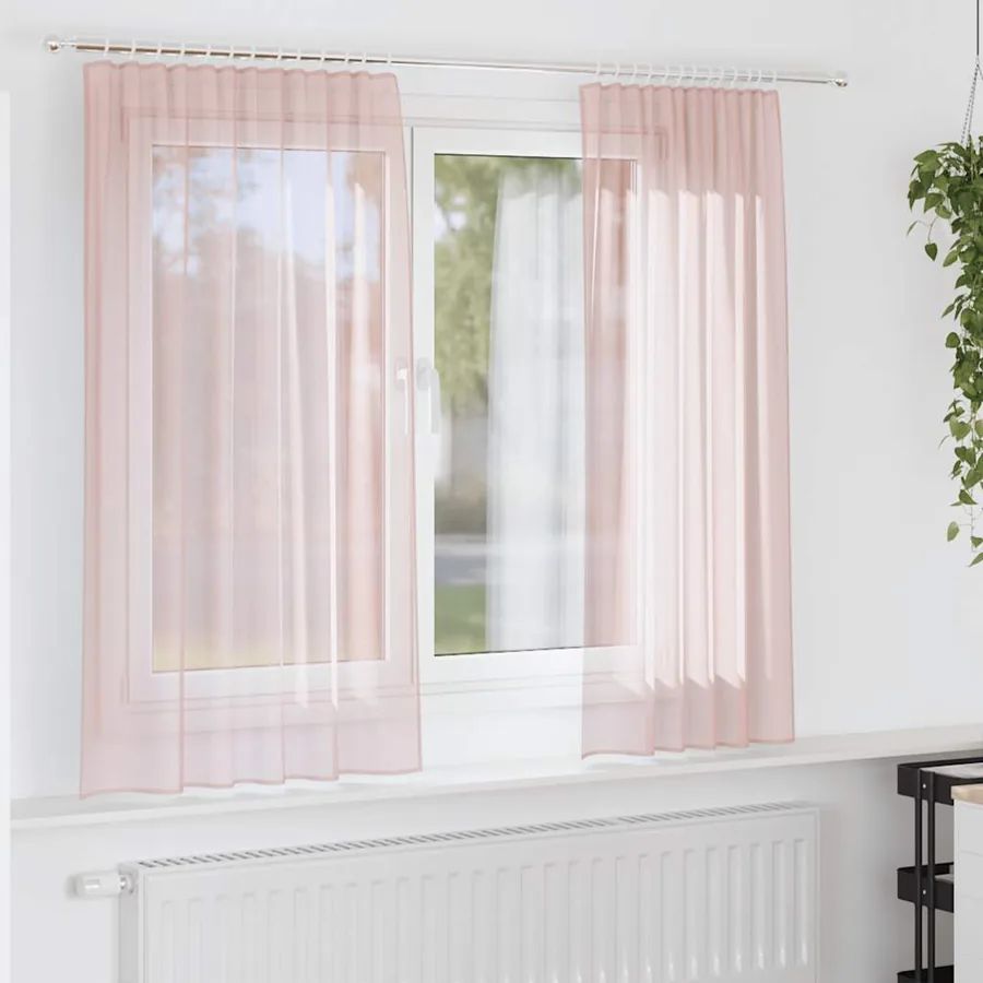 Rideaux en voile avec passe-tringles 2 pcs rose clair