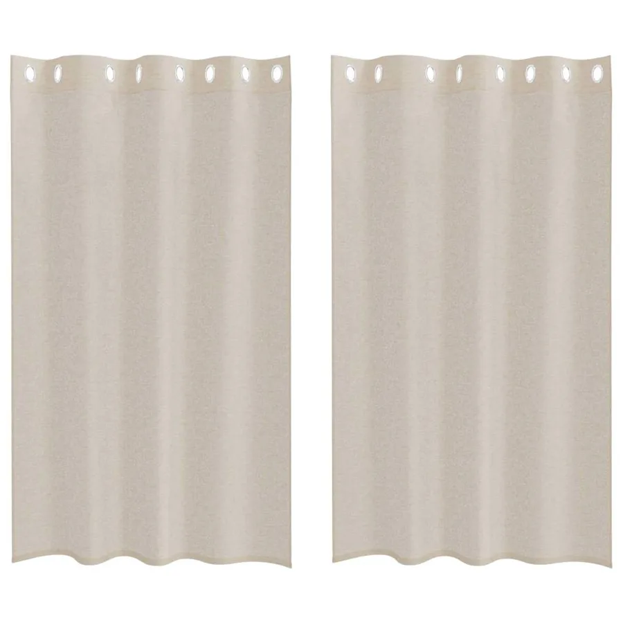 Rideau en Voile 2 pcs Couleur sable 175 x 140 cm Polyester - 2