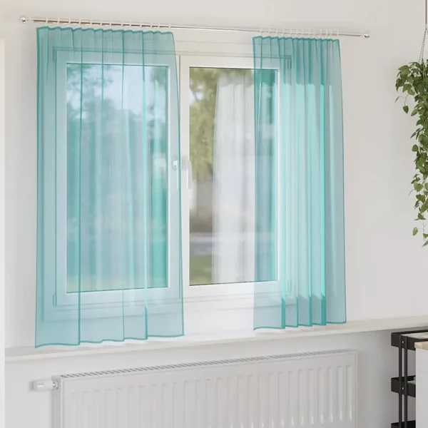 Rideaux en voile avec passe-tringles 2 pcs turquoise