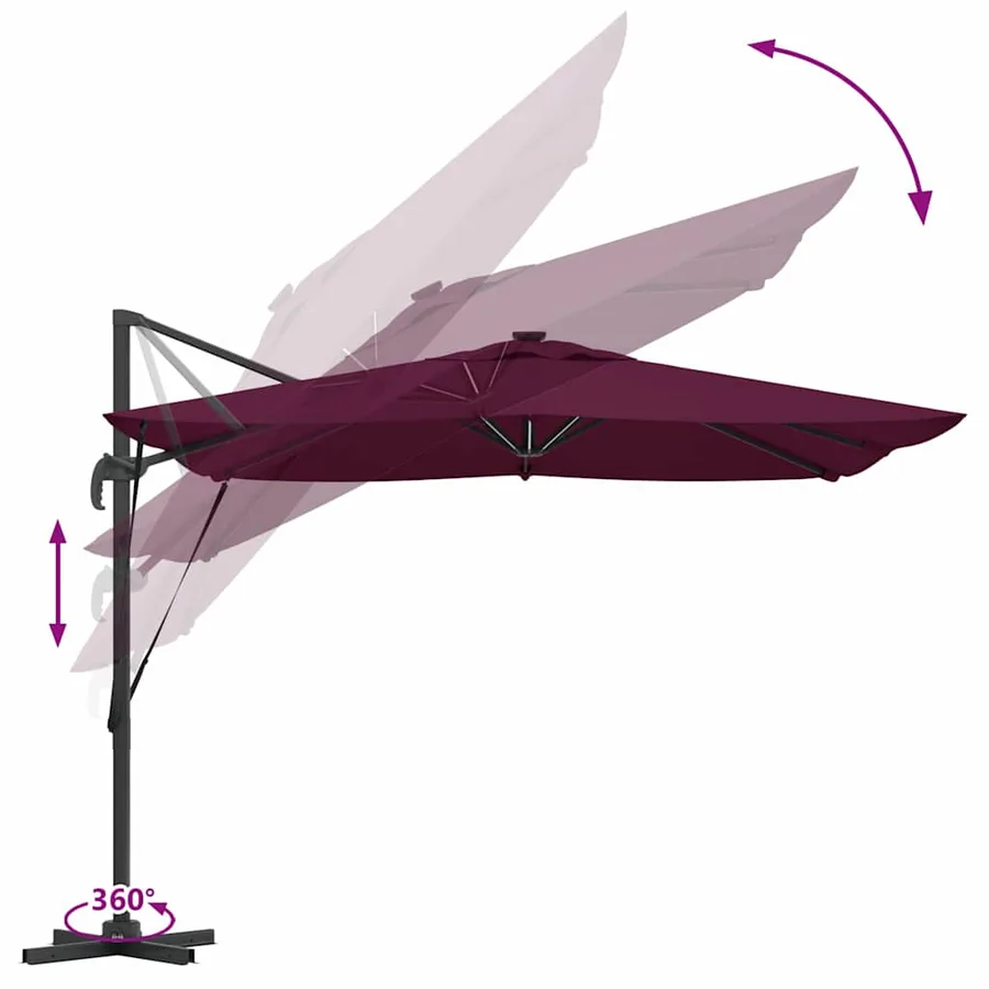 Parasol Bordeaux 286 x 284 x 270 cm Aluminium et polyester - 13
