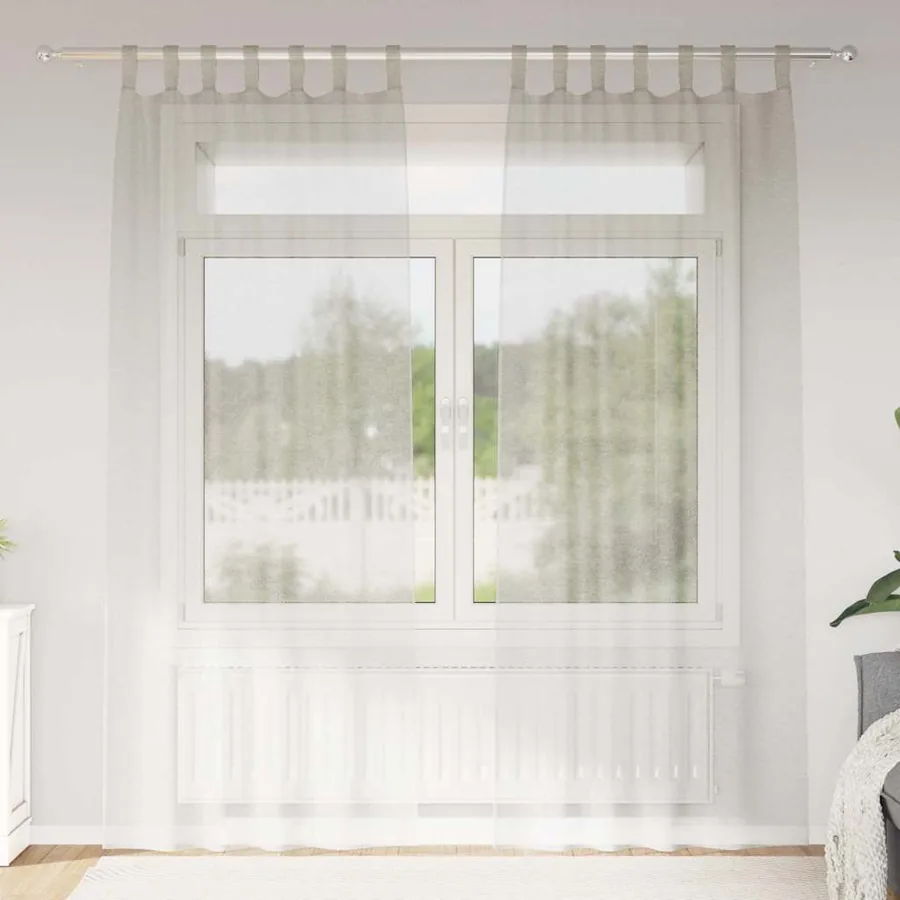 Rideau en Voile 2 pcs Crème 260 x 140 cm Polyester