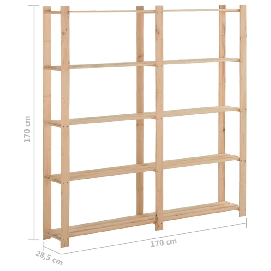 Étagère de stockage 5 niveaux 170x28,5x170cm Bois de pin massif - 6