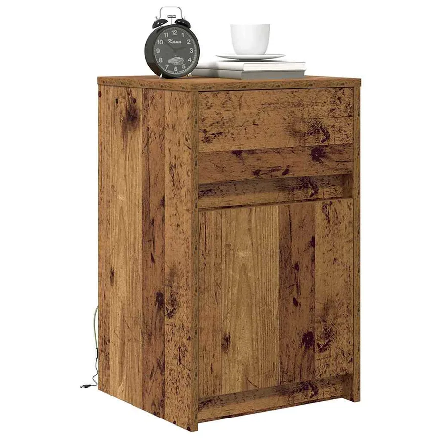 Armoire de chevet LED 2 pcs Bois ancien 38 x 34 x 61 cm - 3