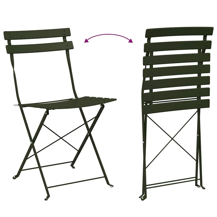 Chaise de jardin pliante 2 pcs Vert 42 x 46 x 82cm Métal - 11