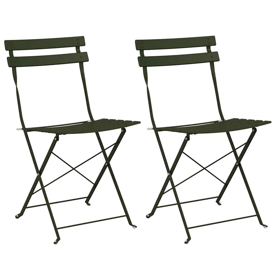 Chaise de jardin pliante 2 pcs Vert 42 x 46 x 82cm Métal - 2