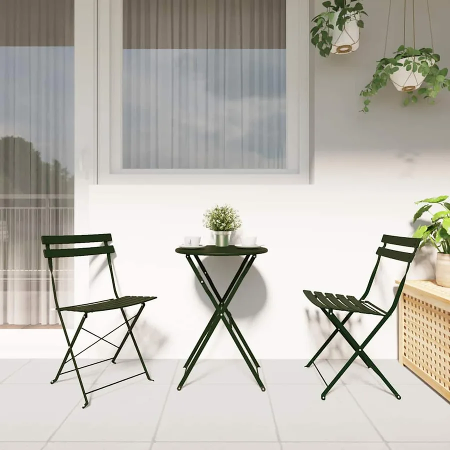 Chaise de jardin pliante 2 pcs Vert 42 x 46 x 82cm Métal - 3