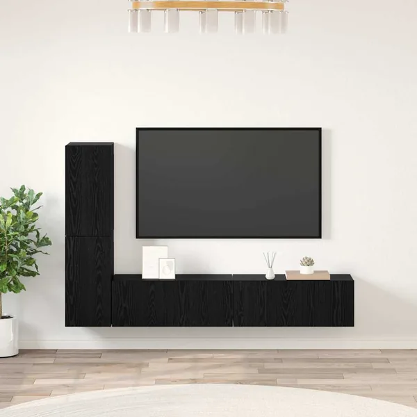 Meuble TV mural 2 pcs Chêne noir Bois d'ingénierie