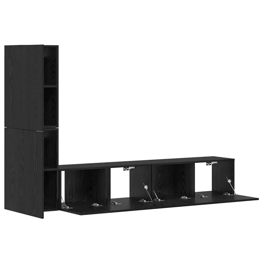 Meuble TV mural 2 pcs Chêne noir Bois d'ingénierie - 7