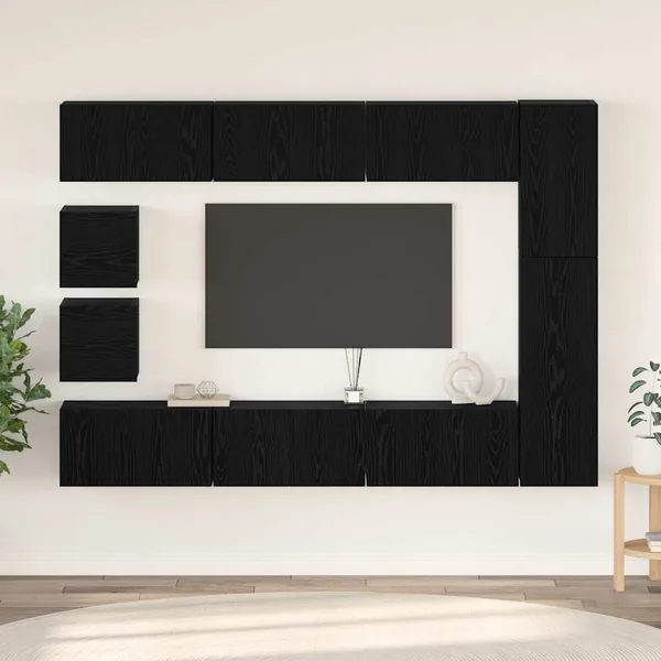 Ensemble meuble TV 10 pcs Chêne noir Bois d'ingénierie