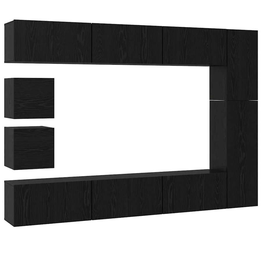 Ensemble meuble TV 10 pcs Chêne noir Bois d'ingénierie - 2