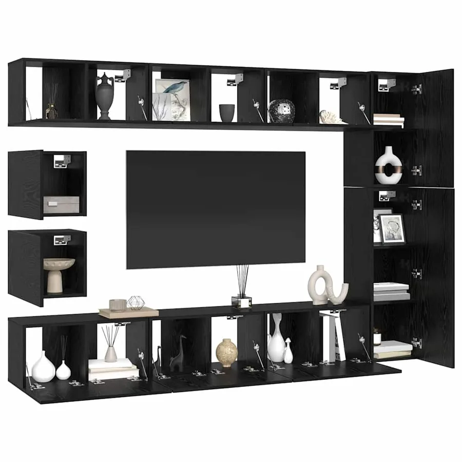 Ensemble meuble TV 10 pcs Chêne noir Bois d'ingénierie - 3