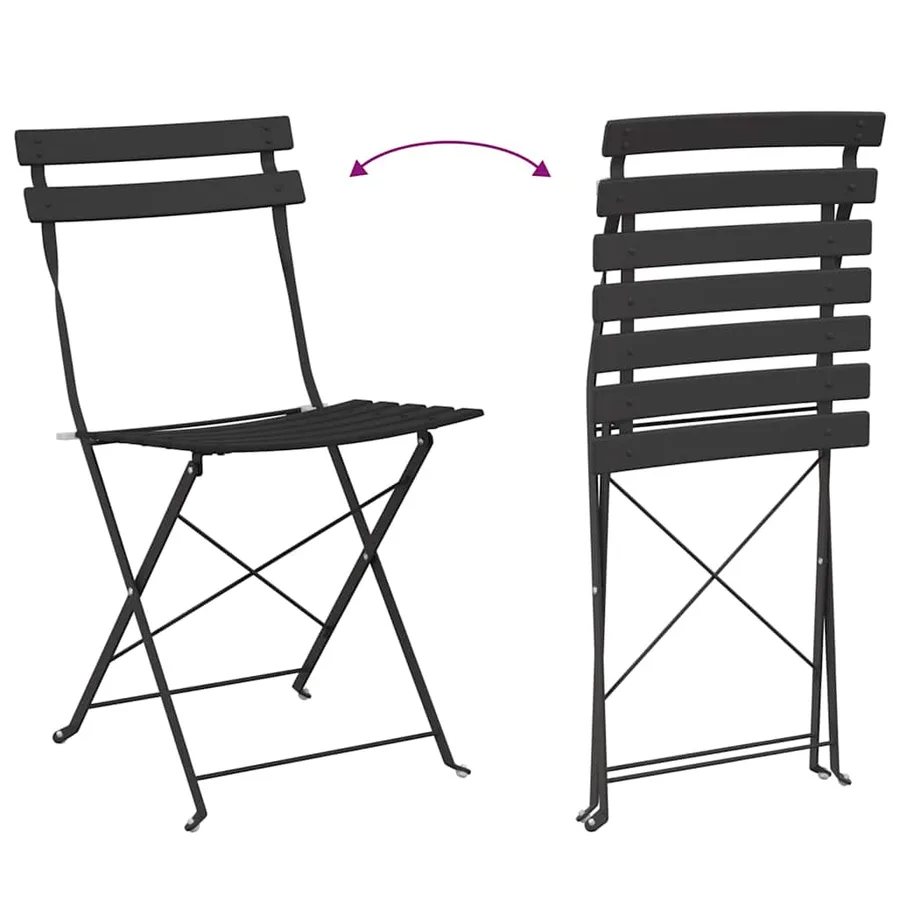 Chaise de jardin pliante 2 pcs Anthracite 42 x 46 x 82cm Métal - 11