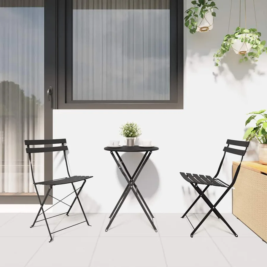 Chaise de jardin pliante 2 pcs Anthracite 42 x 46 x 82cm Métal - 3