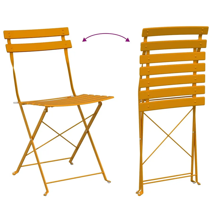 Chaise de jardin pliante 2 pcs Moutarde 42 x 46 x 82cm Métal - 11