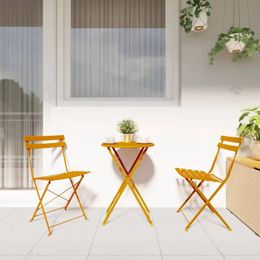 Chaise de jardin pliante 2 pcs Moutarde 42 x 46 x 82cm Métal - 3