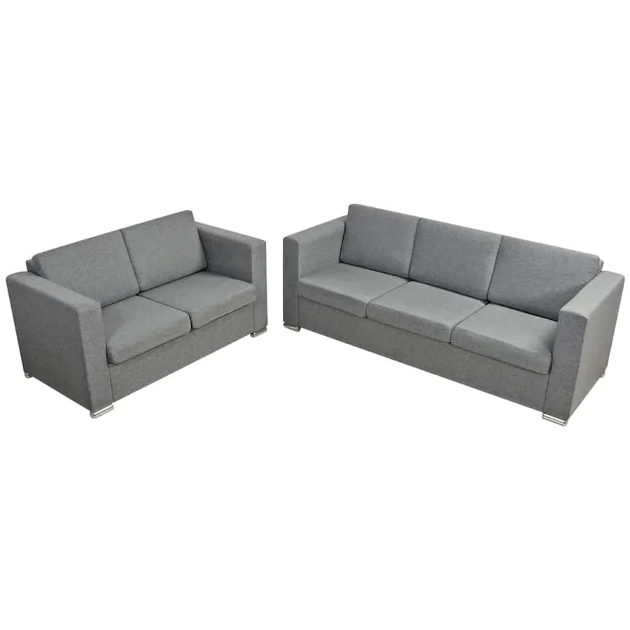 Ensemble de canapés deux pièces Tissu Gris clair - 3