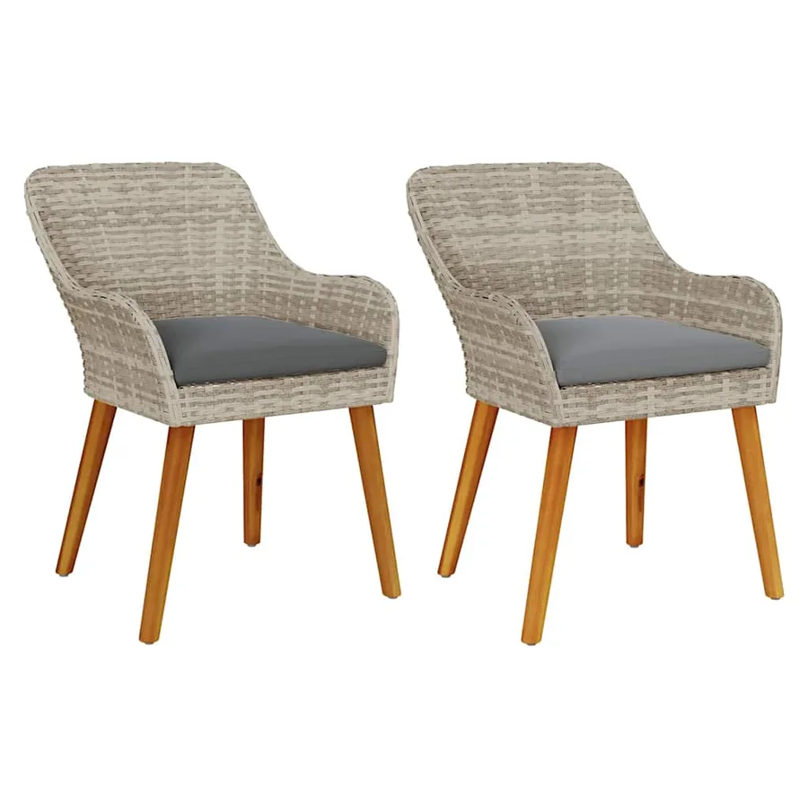 Chaise de jardin 2 pcs Gris clair 62,5 x 55 x 82 cm polyrotin - 2
