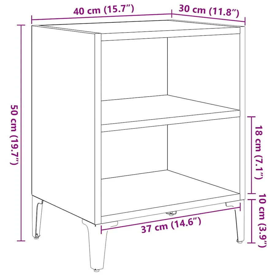Cabinet de chevet Chêne artisanal 40 x 30 x 50 cm - 11