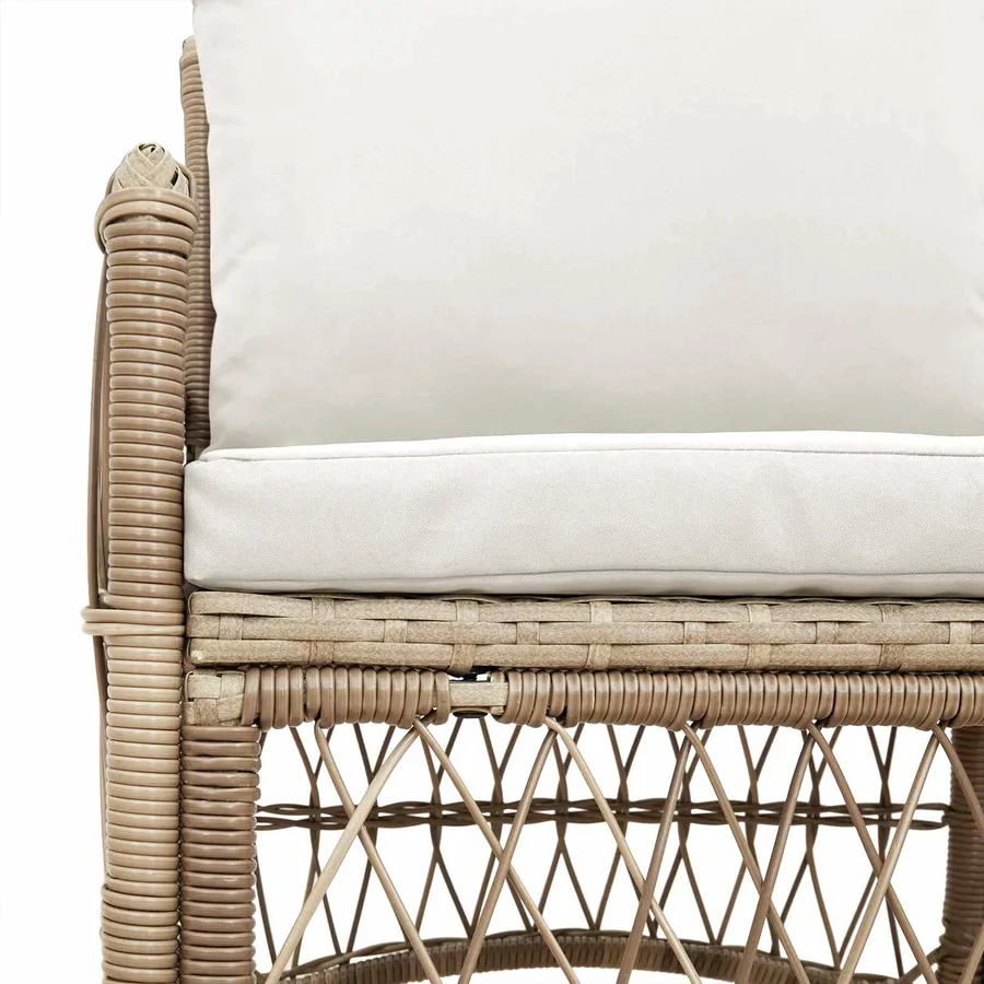 Chaise de jardin avec coussin Beige 73 x 61 x 77 cm polyrotin - 5