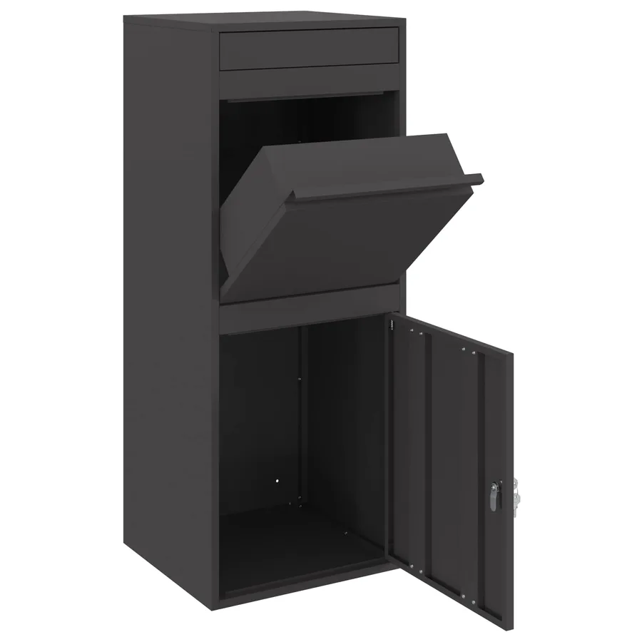 Boîte de dépôt de colis avec porte Noir 47,5 x 38 x 59 cm Acier - 4
