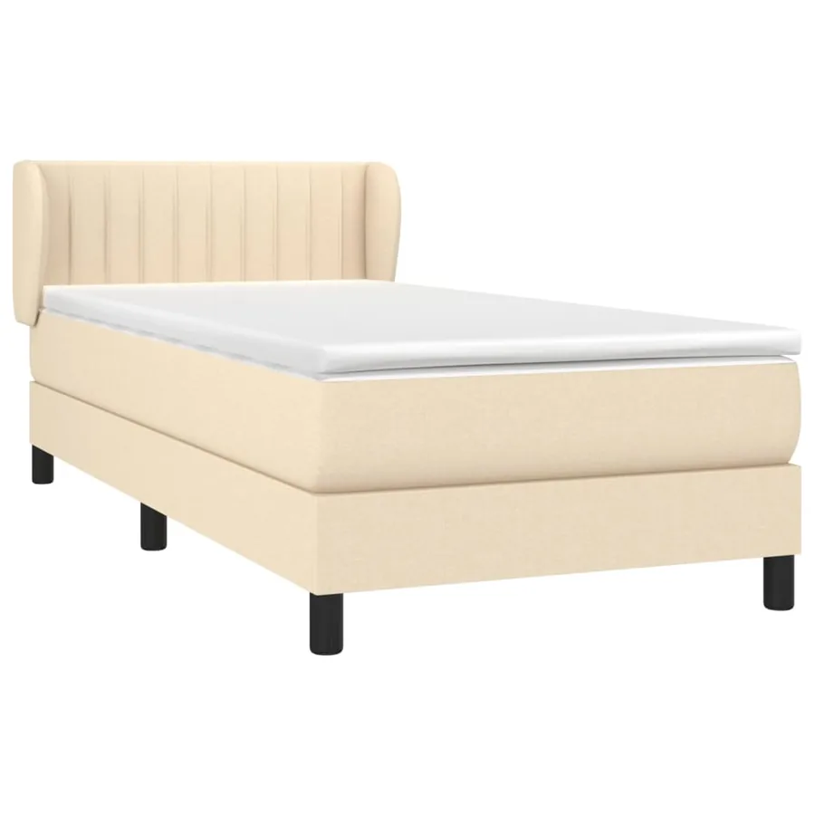 Sommier à lattes de lit avec matelas Crème 100x200 cm Tissu - 3