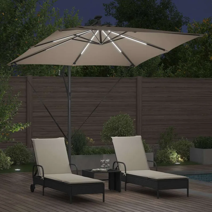 Parasol Taupe 249 x 249 x 250 cm Polyester et Aluminium - 4