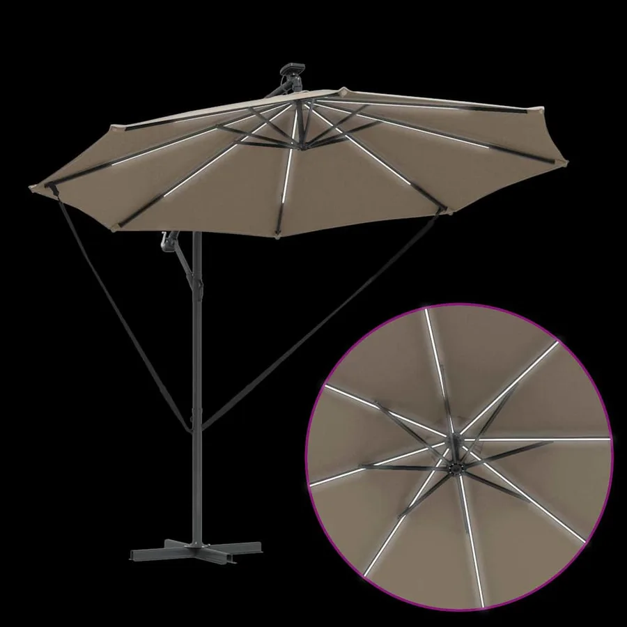 Parasol Taupe 294 x 294 x 248 cm Polyester et Aluminium - 11