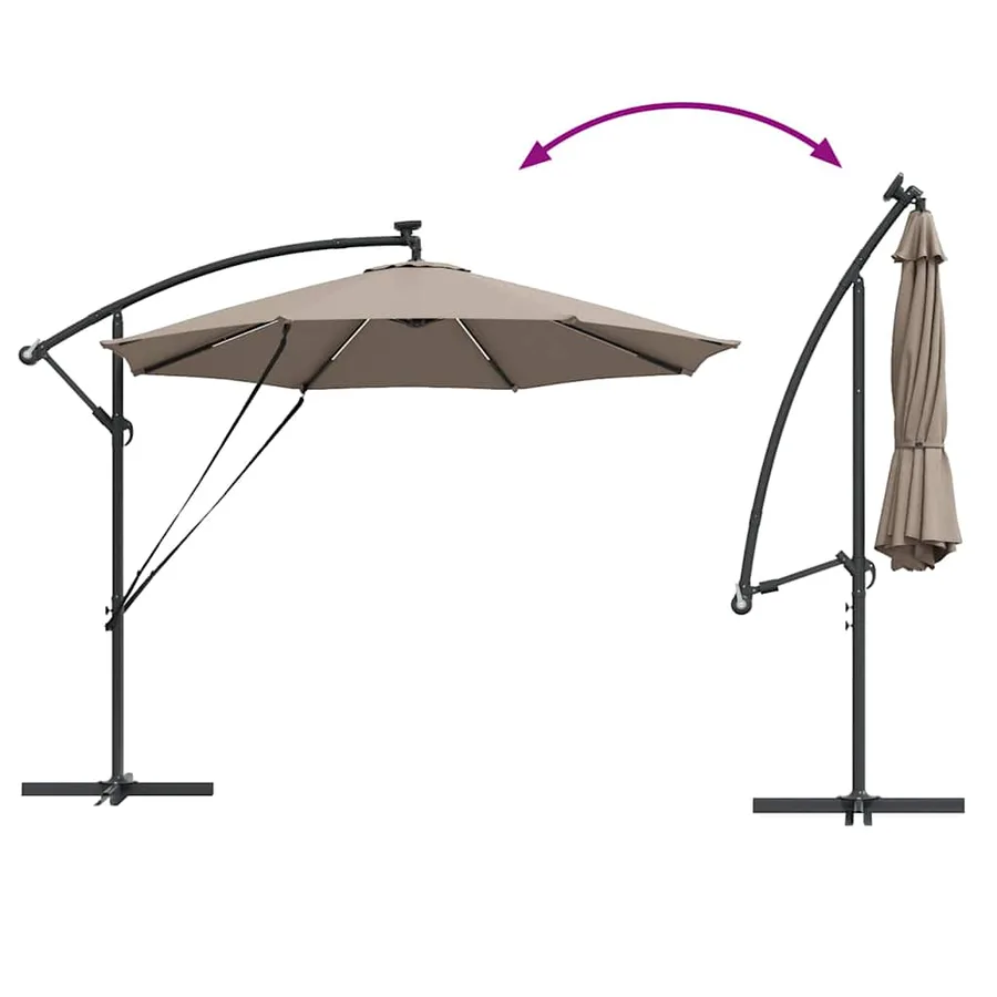 Parasol Taupe 294 x 294 x 248 cm Polyester et Aluminium - 14
