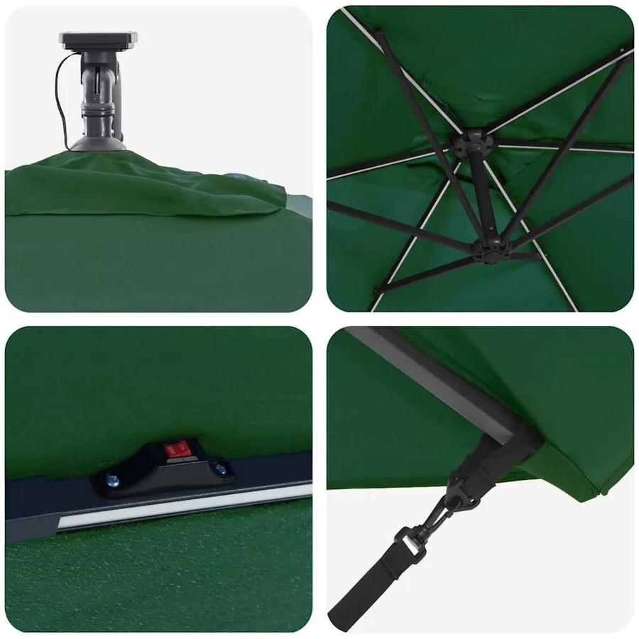 Parasol Vert 294 x 200 x 270 cm Polyester et Aluminium - 9