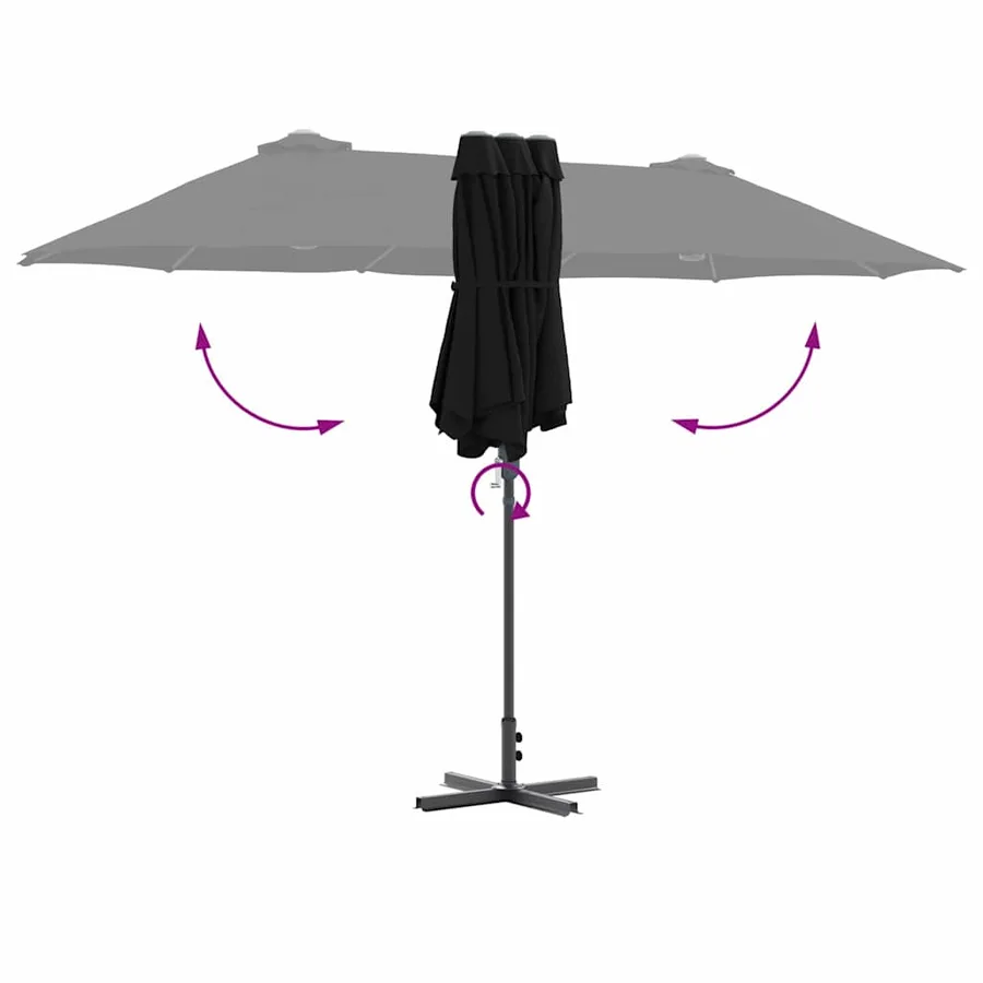 Parasol de jardin Noir 370 x 197 x 239 cm - 8