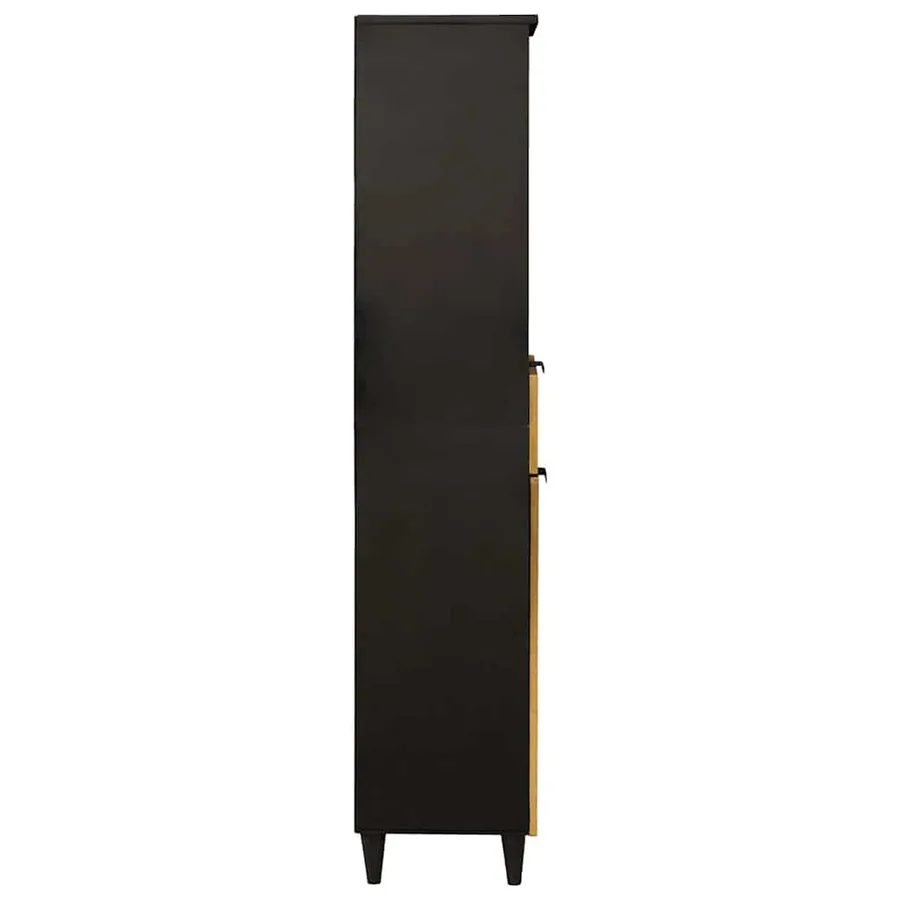 Cabinet de salle de bain avec porte Noir et or 38 x 33 x 160 cm - 4