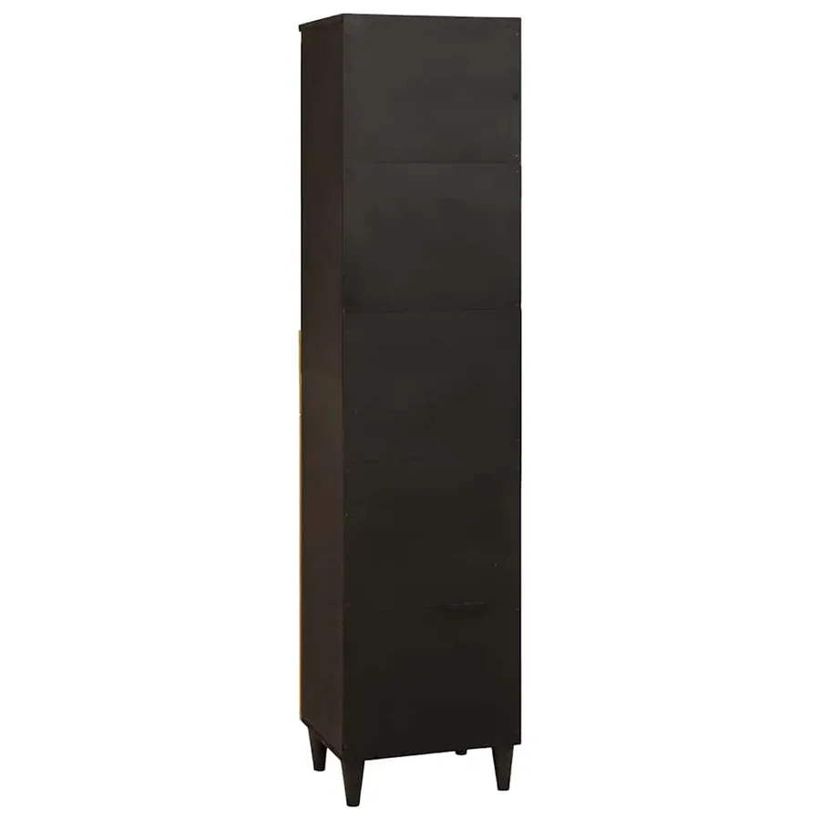 Cabinet de salle de bain avec porte Noir et or 38 x 33 x 160 cm - 5