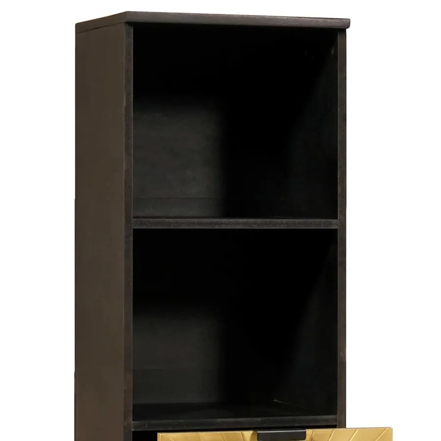 Cabinet de salle de bain avec porte Noir et or 38 x 33 x 160 cm - 6