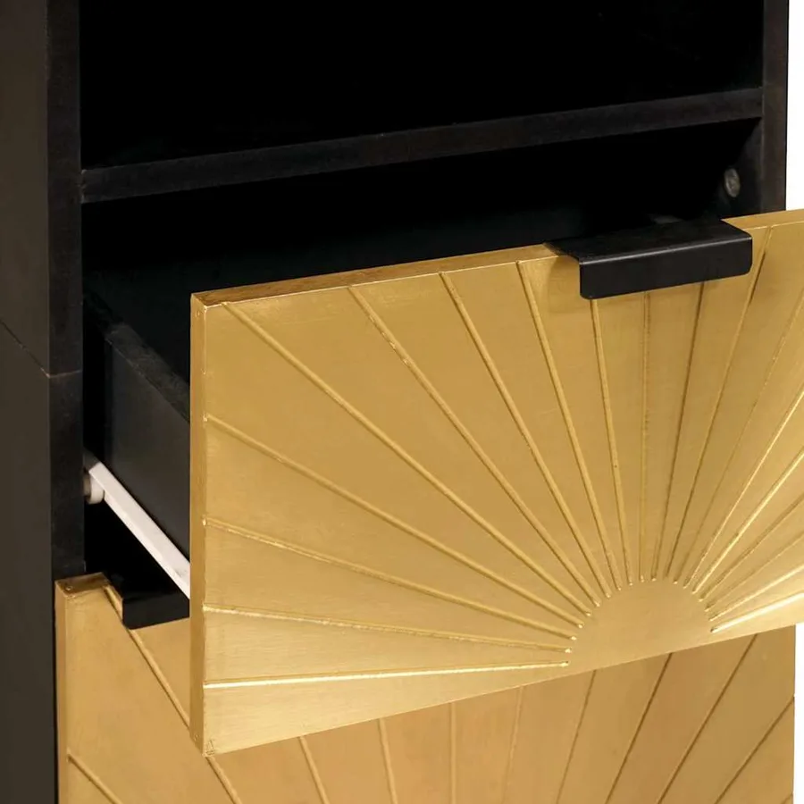 Cabinet de salle de bain avec porte Noir et or 38 x 33 x 160 cm - 7