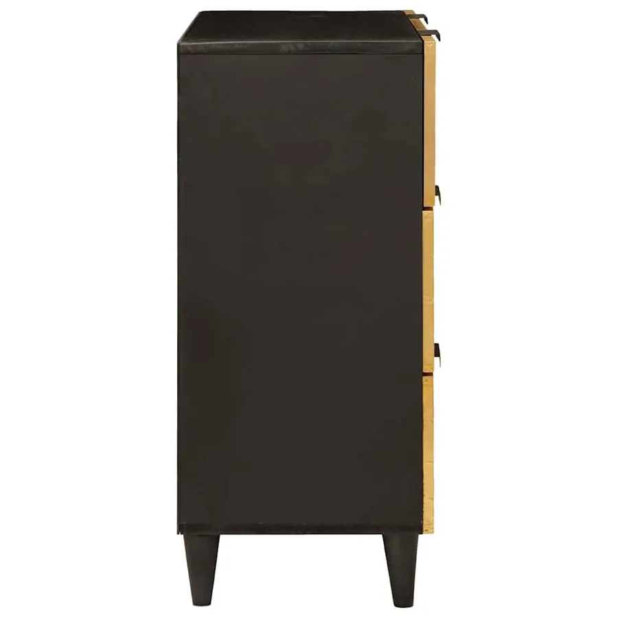 Buffet Noir et or 60 x 33 x 75 cm Bois de mangue massif - 4