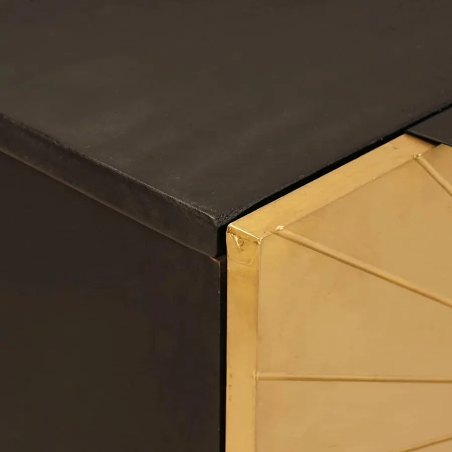 Buffet Noir et or 60 x 33 x 75 cm Bois de mangue massif - 6