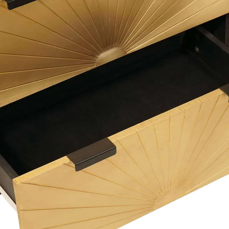 Buffet Noir et or 60 x 33 x 75 cm Bois de mangue massif - 7
