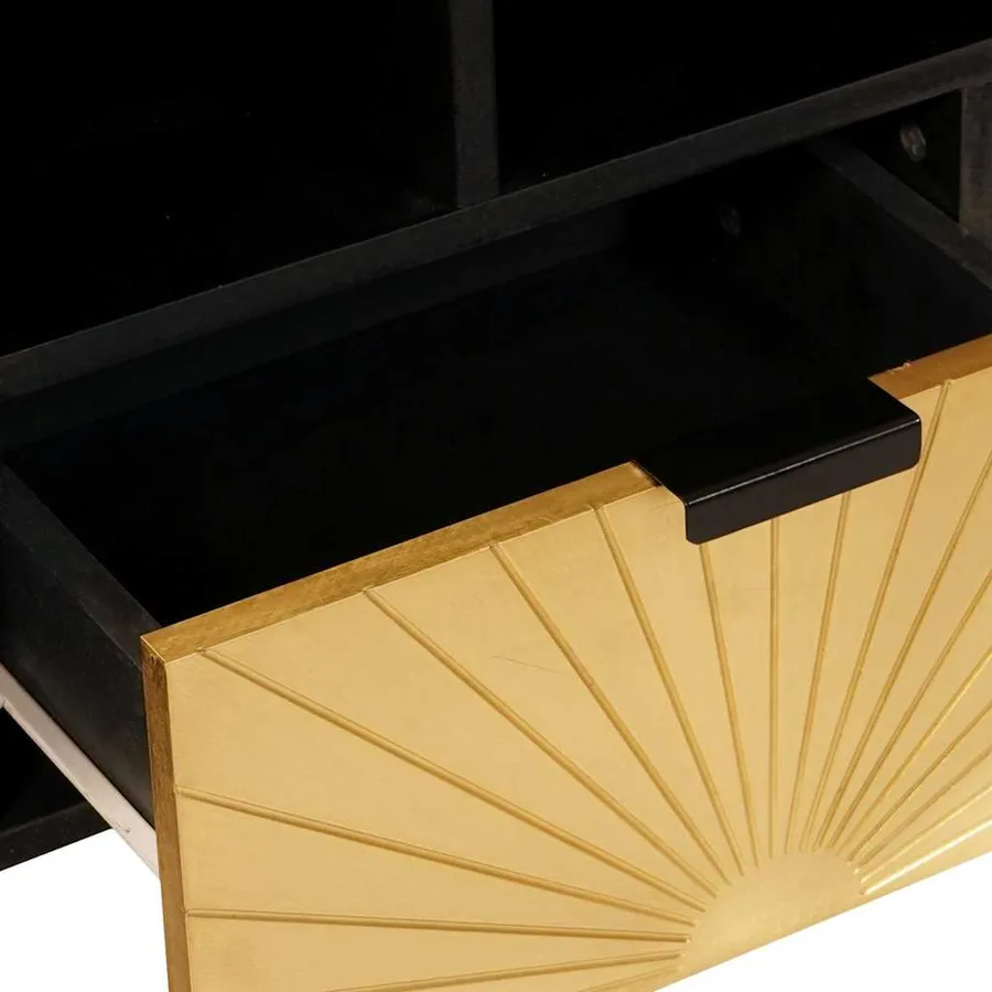 Meuble TV Noir et or 100 x 33 x 46 cm Bois d'ingénierie - 7