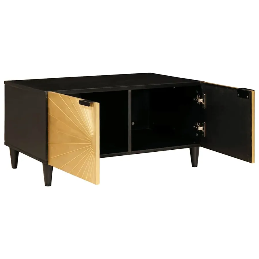 Table basse Noir et or 80 x 50 x 40 cm Bois d'ingénierie - 2