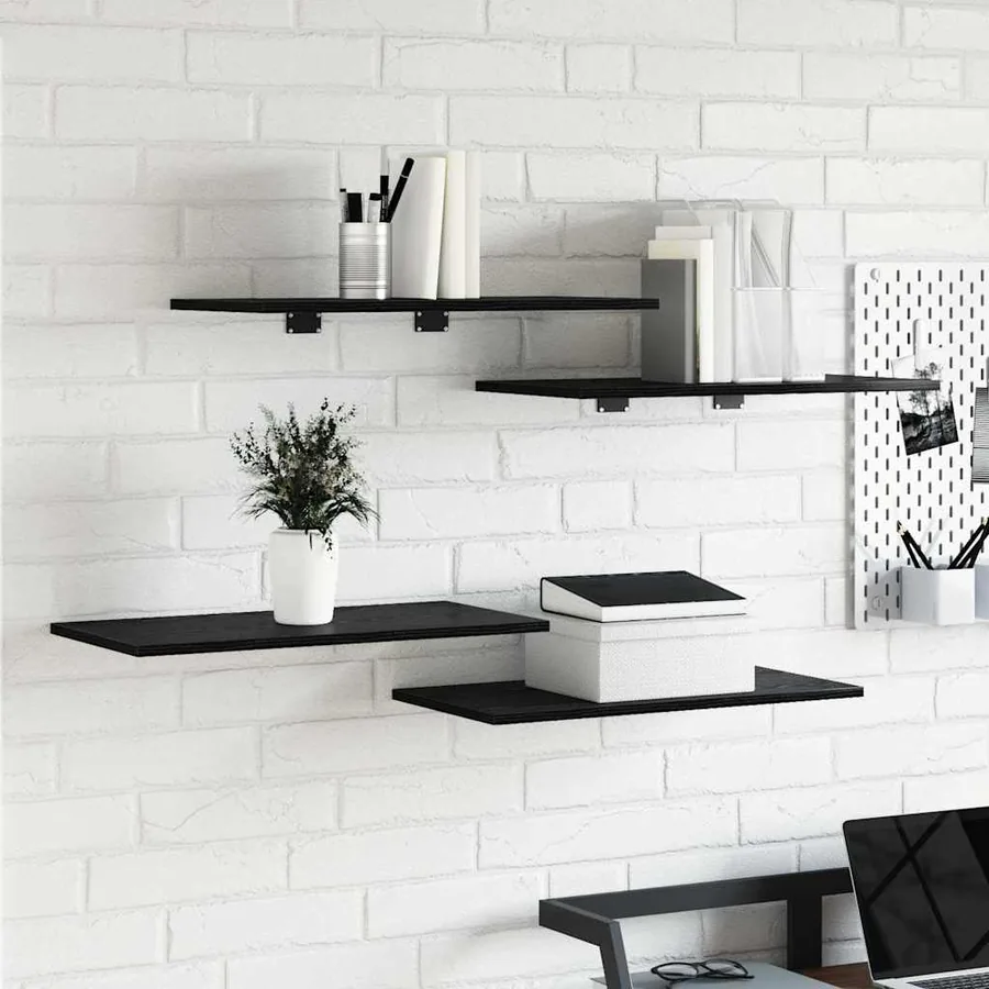 Étagère à livres 4 pcs Noir 60 x 30 x 1,5 cm Bois d'ingénierie
